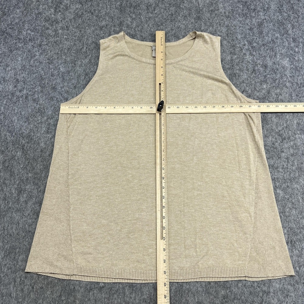 Chicos Tank Top Womens XL Beige Scoop Neck Sleeveless Knit Rayon Blend Basic - Picture 9 of 14